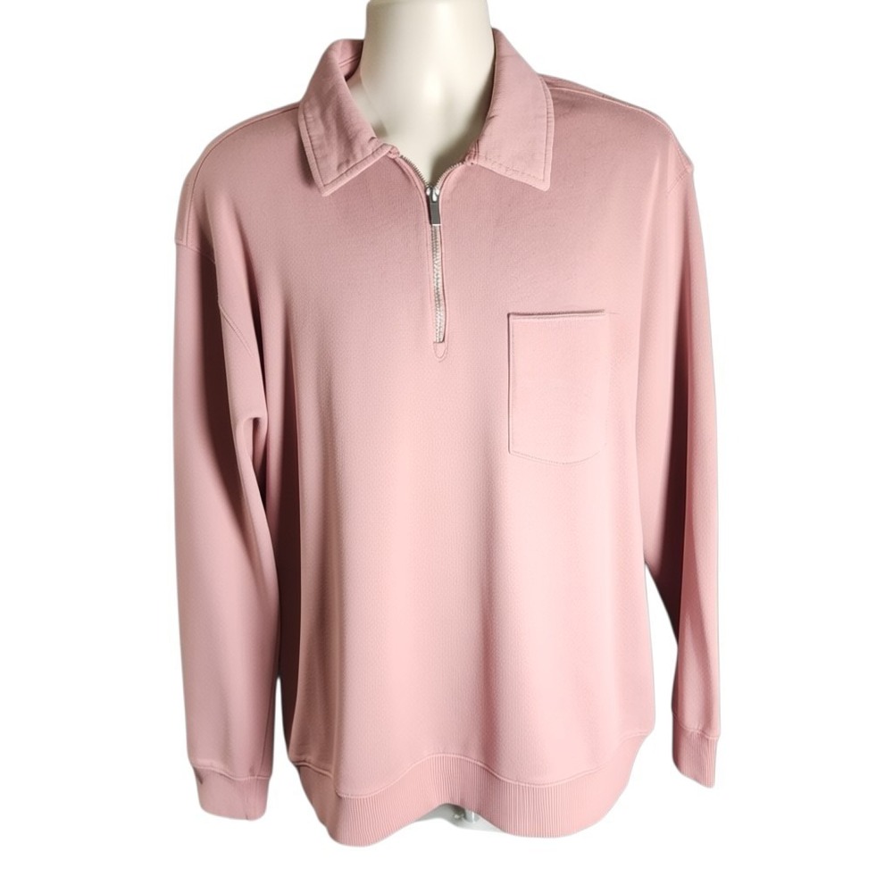 Goodfellow Co Men L Sweatshirt 1/4 Zip Berry Pink Pullover Regular Fit Cotton